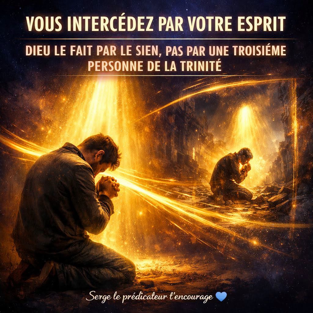Vous intercédez par votre esprit, Dieu le fait par le sien, pas par une troisième personne de la Trinité