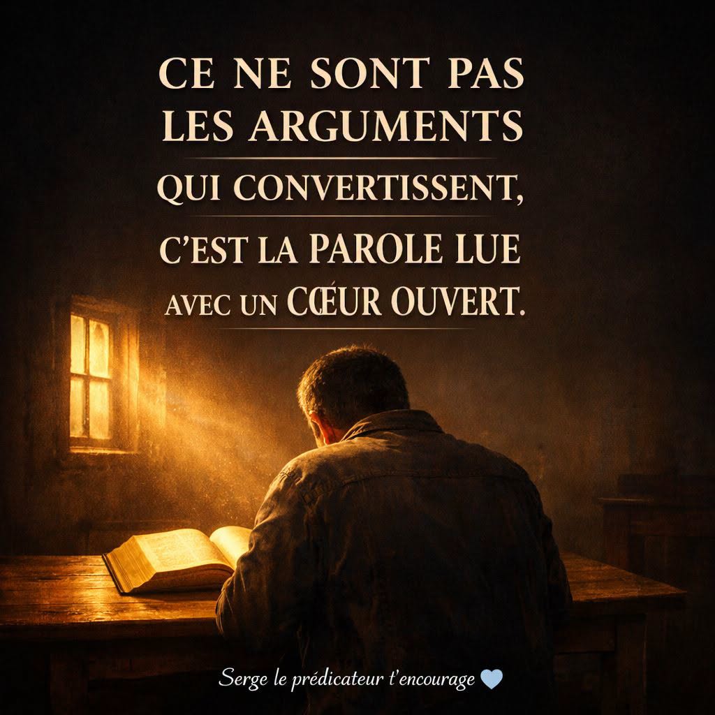 Ce ne sont pas les arguments qui convertissent, c'est la Parole lue avec un cœur ouvert