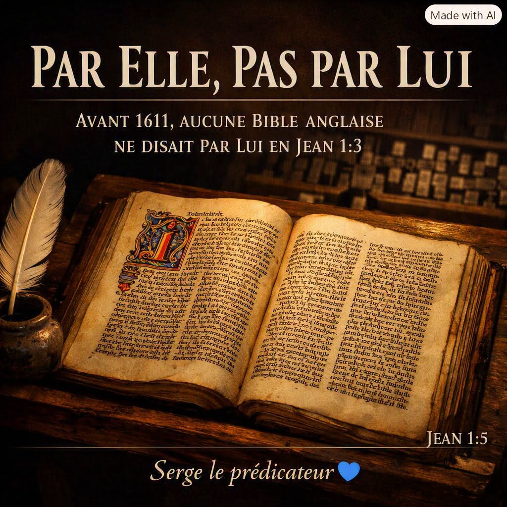 Avant 1611, aucune Bible anglaise ne disait "par lui" en Jean 1:3