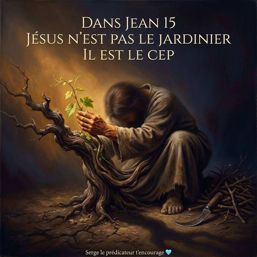 Dans Jean 15, Jésus n'est pas le jardinier, il est le cep