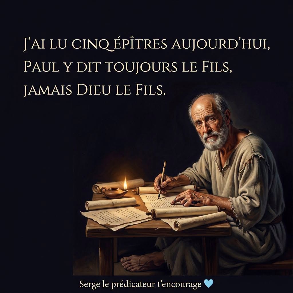 J'ai lu cinq épîtres aujourd'hui, Paul y dit toujours le Fils, jamais Dieu le Fils