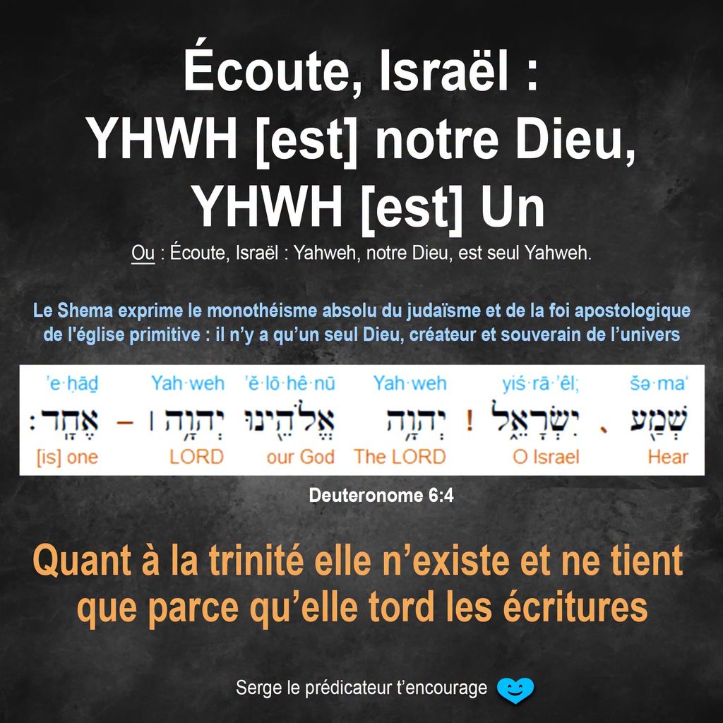 Le Shema Israël : Fondement du Monothéisme Biblique et de la Foi Apostolique de l'Église Primitive