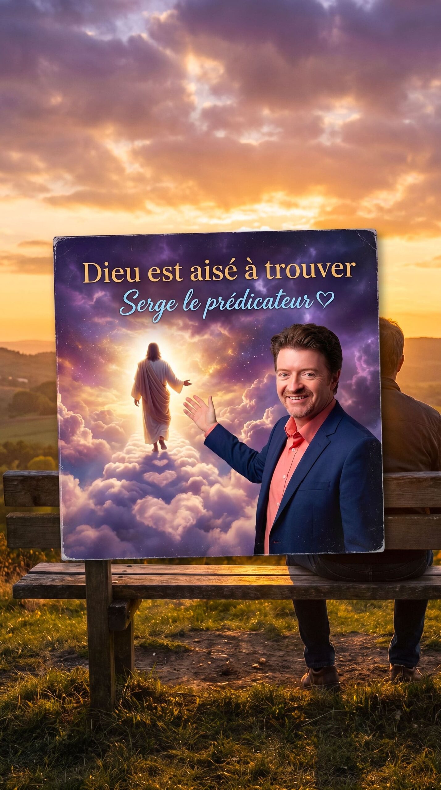 Un homme prêche sur un nuage.